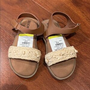Steve Madden Tan and Cream Woven Sandals